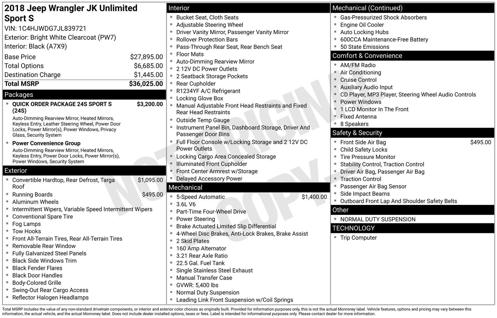 2018 Jeep Wrangler JK Unlimited Sport