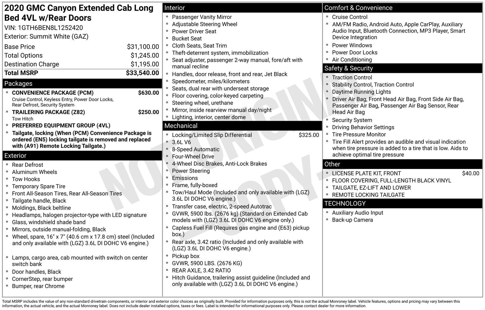 2020 GMC Canyon Base