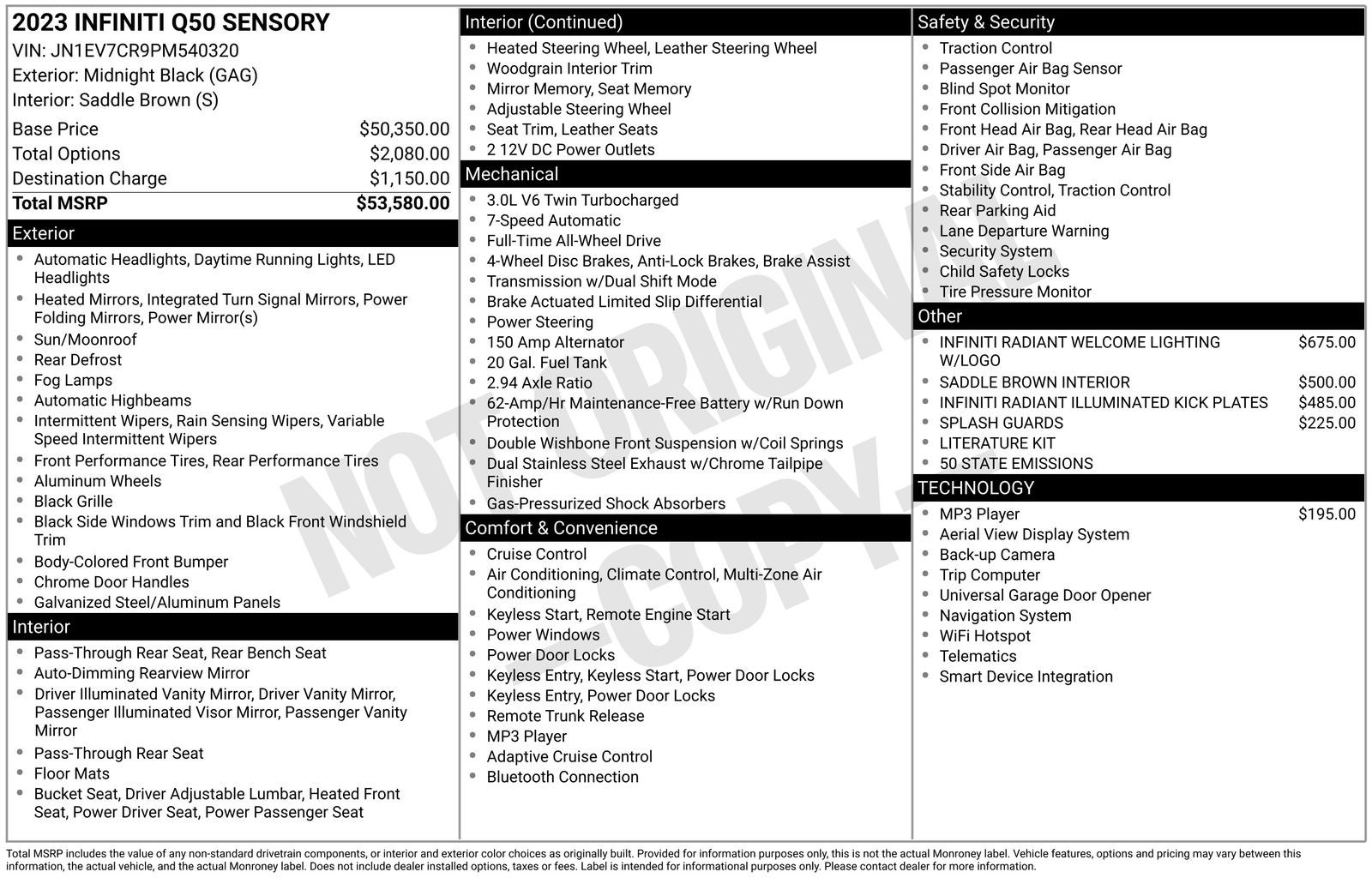 2023 INFINITI Q50 SENSORY
