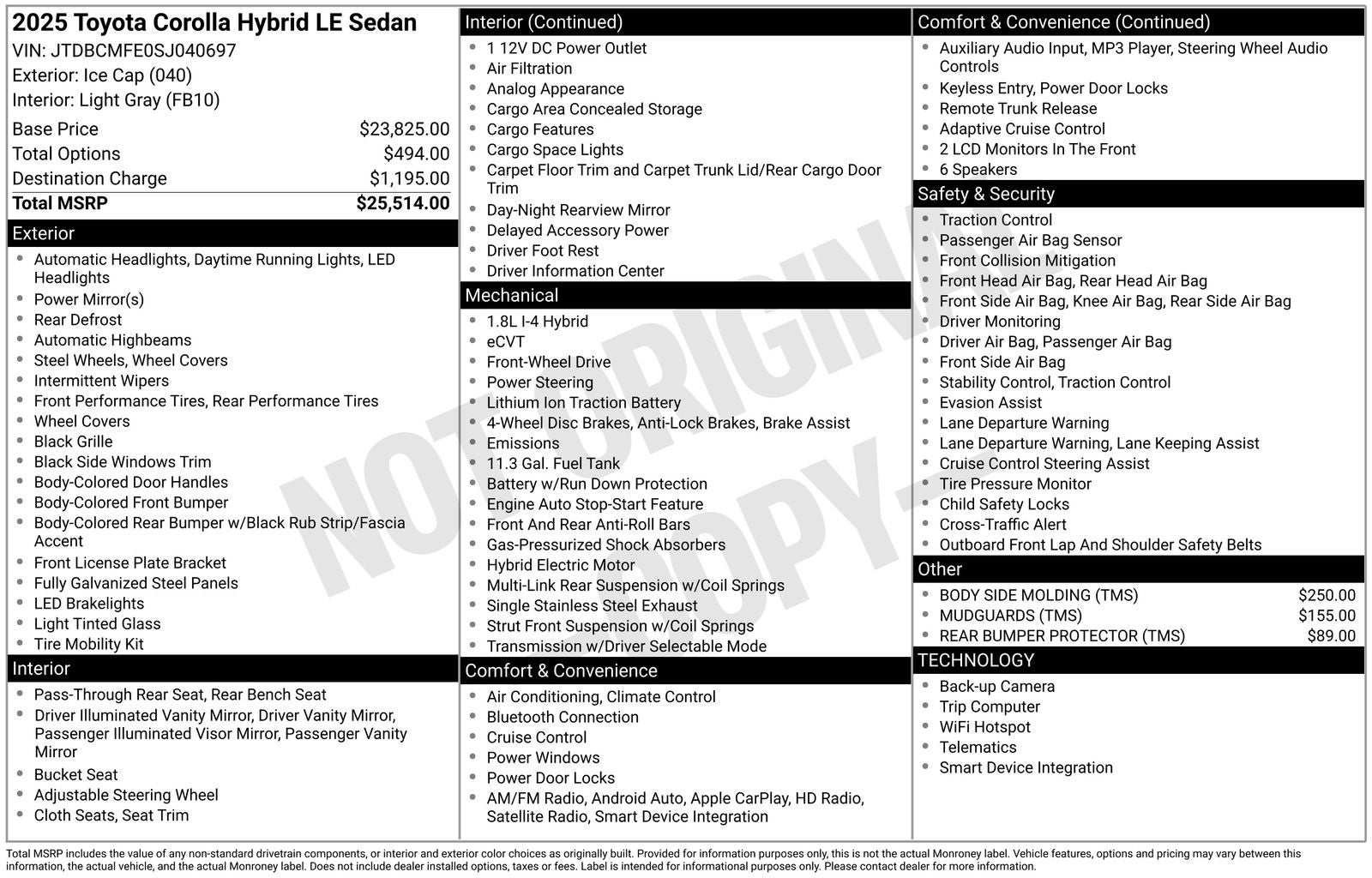2025 Toyota Corolla Hybrid LE