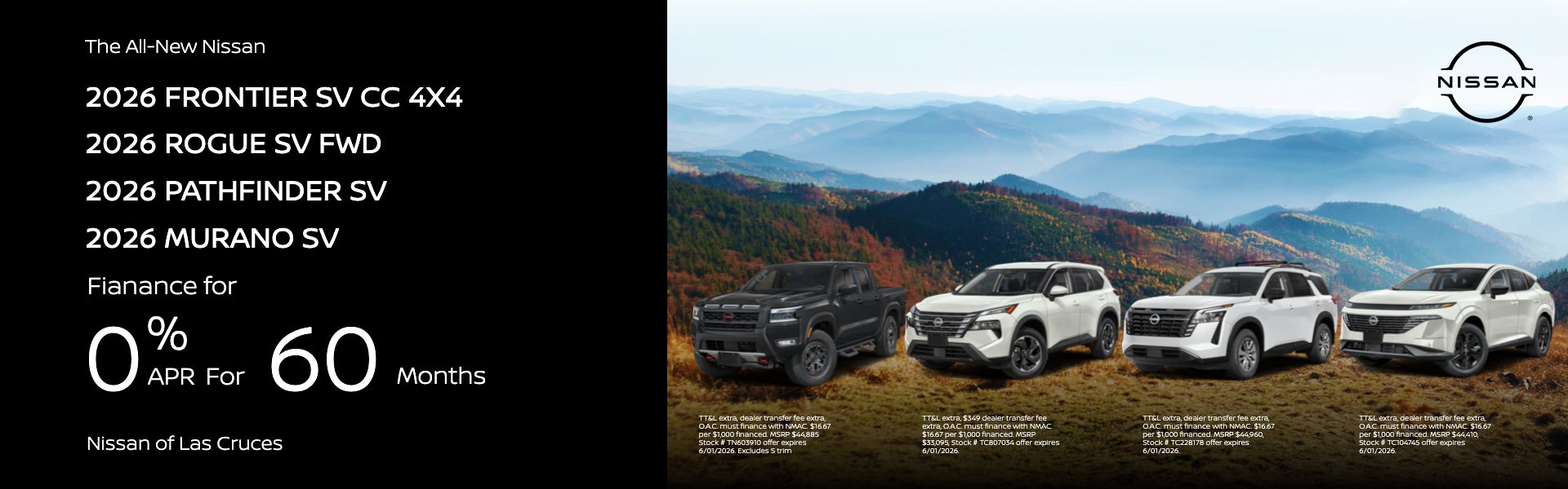 2026 Nissan Frontier PRO-4x Crew Cab - 0% for 60 months on m